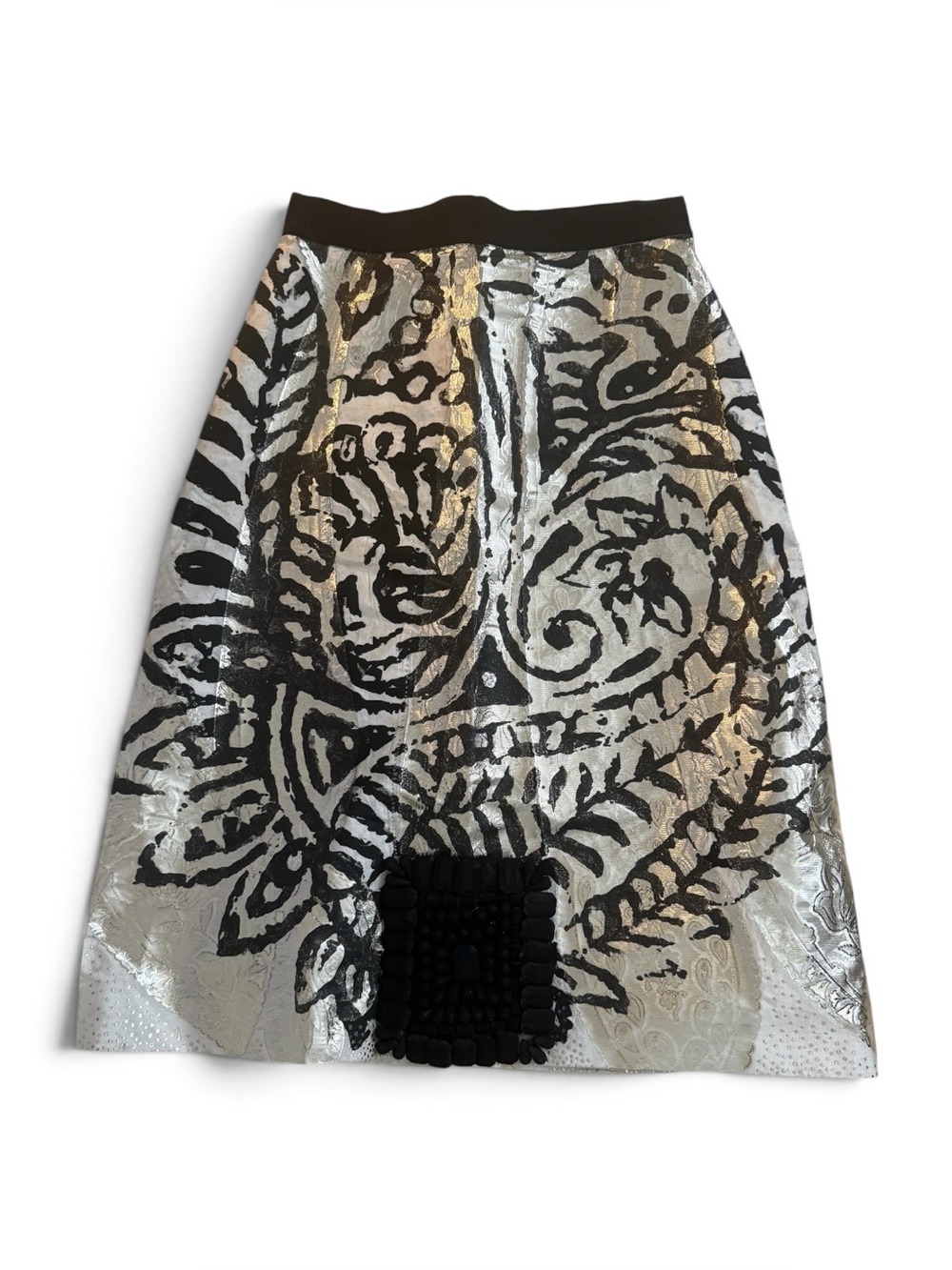 Giambattista Valli Hand-Painted Rare 
Metallic Silk Skirt IT 38/25 circa 2009-11